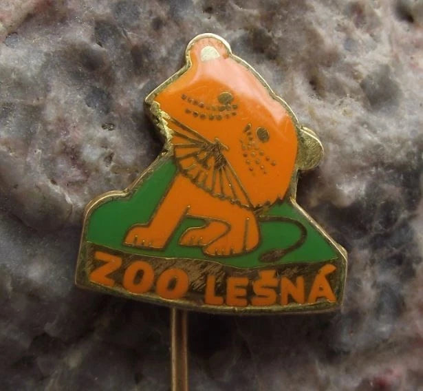Vintage Zoo Lesna Zlin Baby Lion Cub Cat Species Protection Breeding Pin Badge