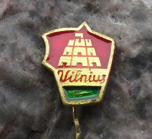 Vintage Lithuania Vilnius Capital City Tourist Souvenier Pin Badge