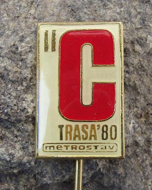 1980 Prague Metro Underground Railway Train Metrostav Line C Stage II Pin Badge