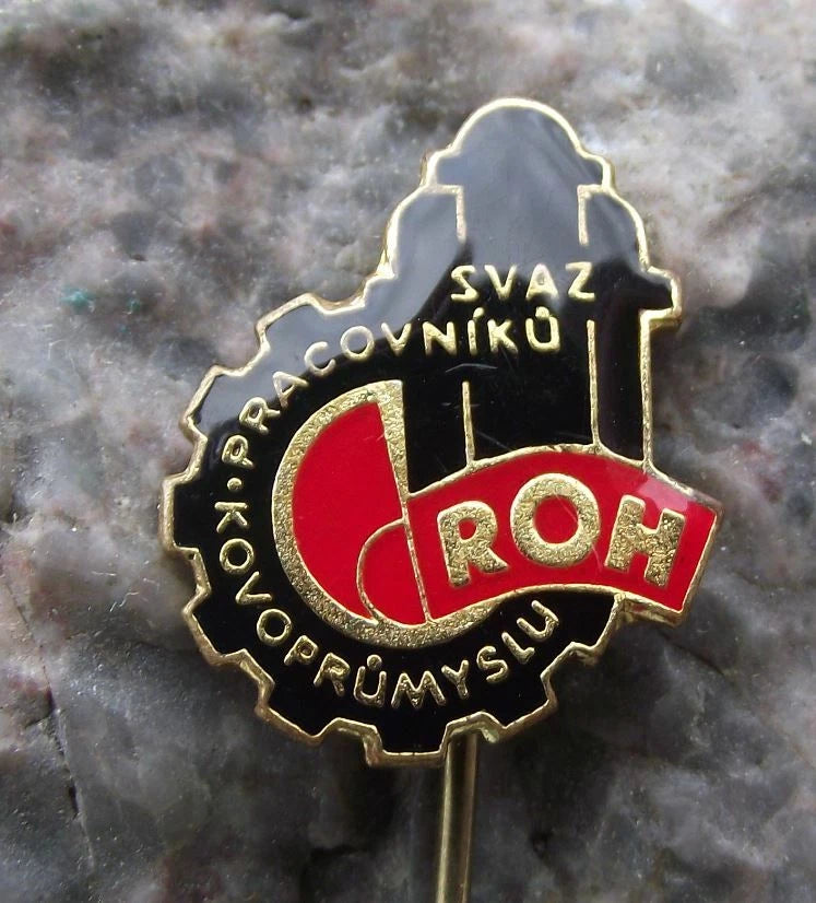Vintage Czech Metal Workers Iron Industry Trade Union ROH Members Pin Badge