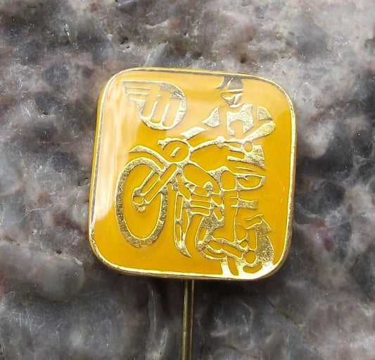 Vintage Leaping Motocross MX Motorbike Rider Mototechna Czech Race Pin Badge