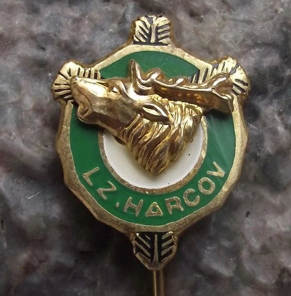 Vintage Czech Hunting Association CMS LZ Harcov Deer Stag Pin Badge