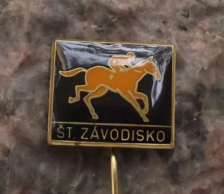 Vintage Bratislava Slovakia State National Race Course Horse Racing Pin Badge