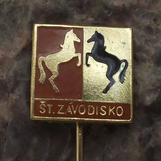 Vintage Slovakia State National Race Course Bratislava Horse Standing Pin Badge