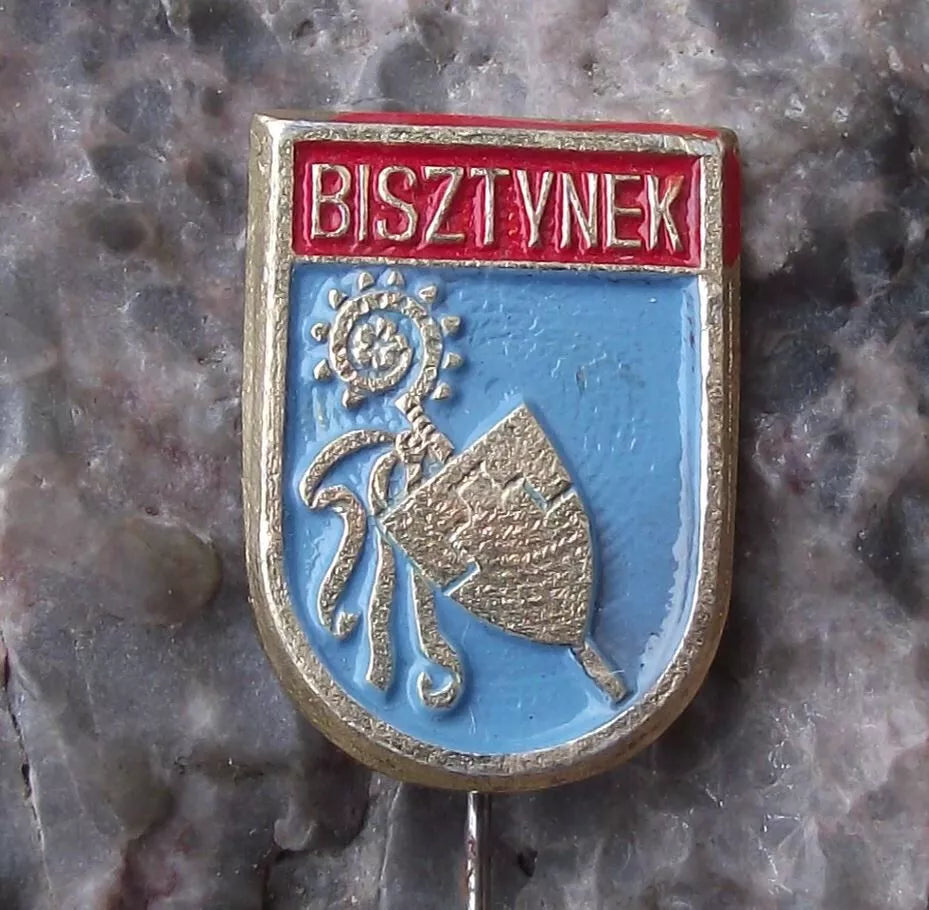 Vintage Bisztynek Polish City Poland Heraldic Coat of Arms Crest Pin Badge