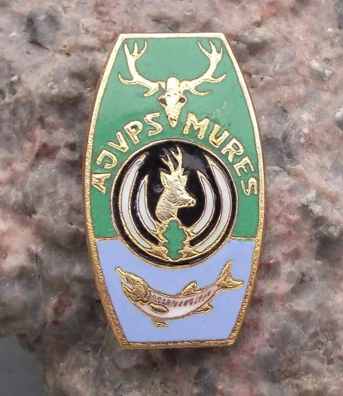 Vintage Romanian Hunting Fishing Association Mures District Pin Badge