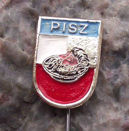 Vintage Pisz Polish City Poland Heraldic Coat of Arms Crest Pin Badge