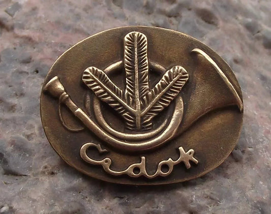 Vintage Hunting Trip Hunters Horn Pipe Cedok Pine Twig Czech Hunt Pin Badge