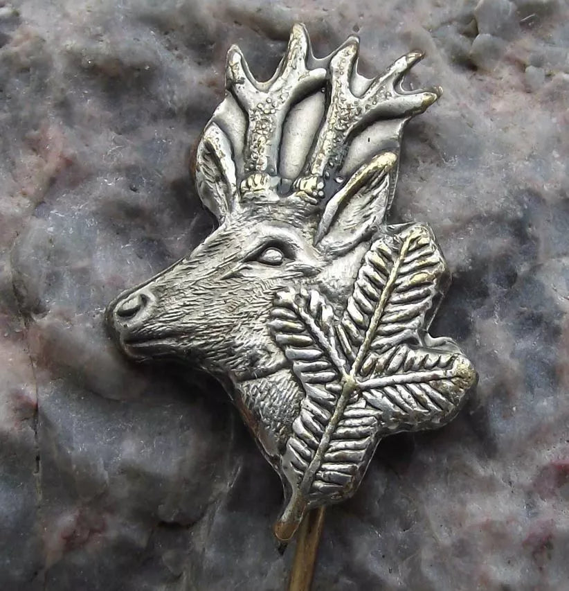 Vintage CMS Czech Hunting Association Stag Deer Horns Hunters Trophy Pin Badge