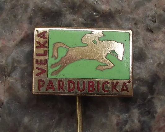 Pardubice Race Course Czechoslovakia Horse Racing Rider Jockey Pin Badge