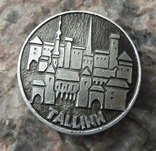 Vintage Tallinn Estonia Famous City Landmarks Tourist Souvenier Pin Badge