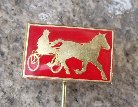 Vintage Prague Horse Harness Racing Equestrian Czechoslovakia Pin Badge