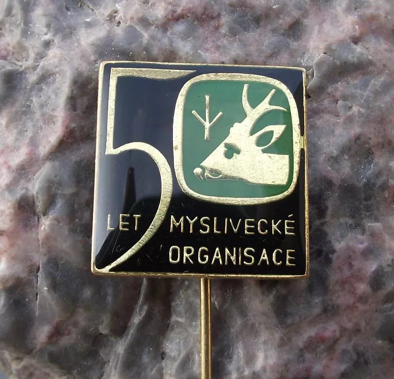 1973 CMMJ Czech Hunting Association CMS Deer Head Anniversary Pin Badge