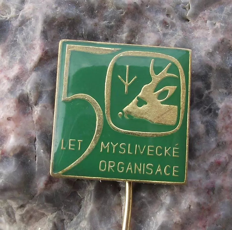 1973 CMMJ Czech Hunting Association CMS Deer Head Anniversary Pin Badge