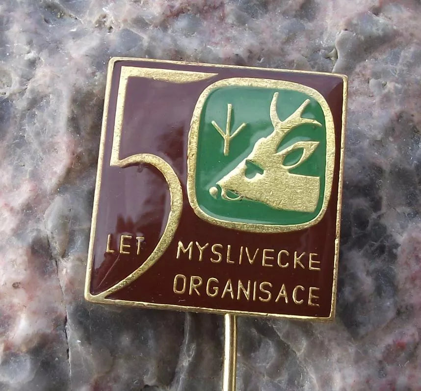 1973 CMMJ Czech Hunting Association CMS Deer Head Anniversary Pin Badge