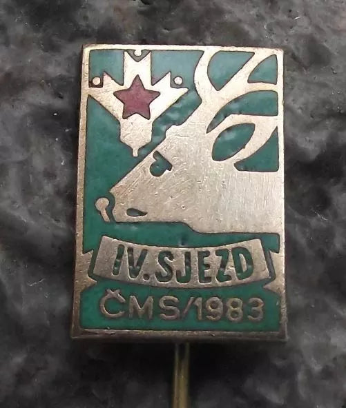 1983 CMMJ Czech Hunting Association 4th National Convention CMS Pin Badge