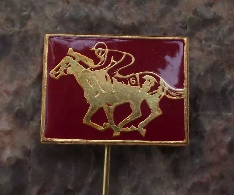 Vintage Jockey & Racing Horse Galloping Running Race Pin Badge