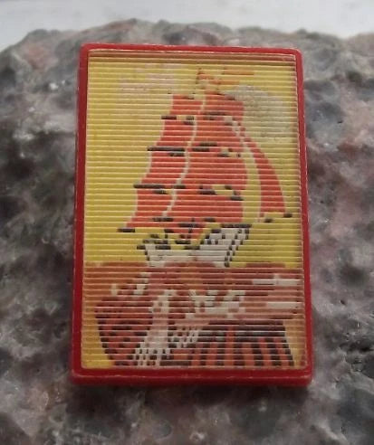 Vintage Alexander Grin Russian Novelist Scarlet Sails Book Ship 3D Pin Badge