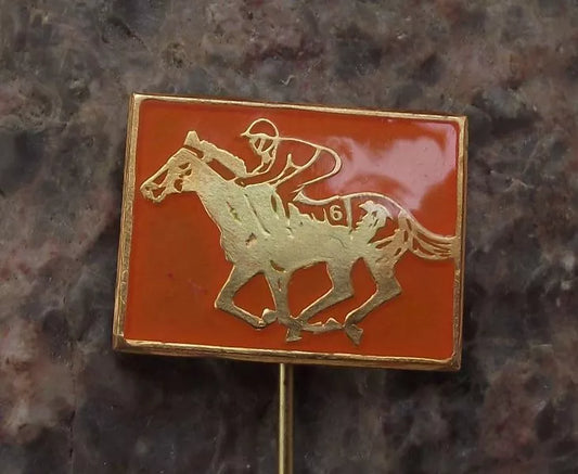 Vintage Jockey & Racing Horse Galloping Running Race Pin Badge